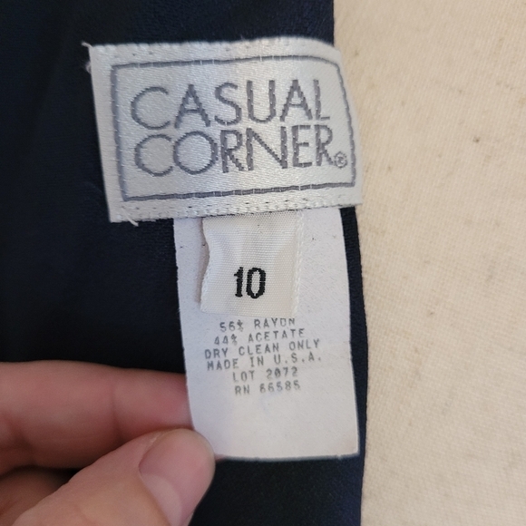 VINTAGE 80s Navy Button Down Collar  Secretary Nautical Dress Size 8 - Picture 11 of 11